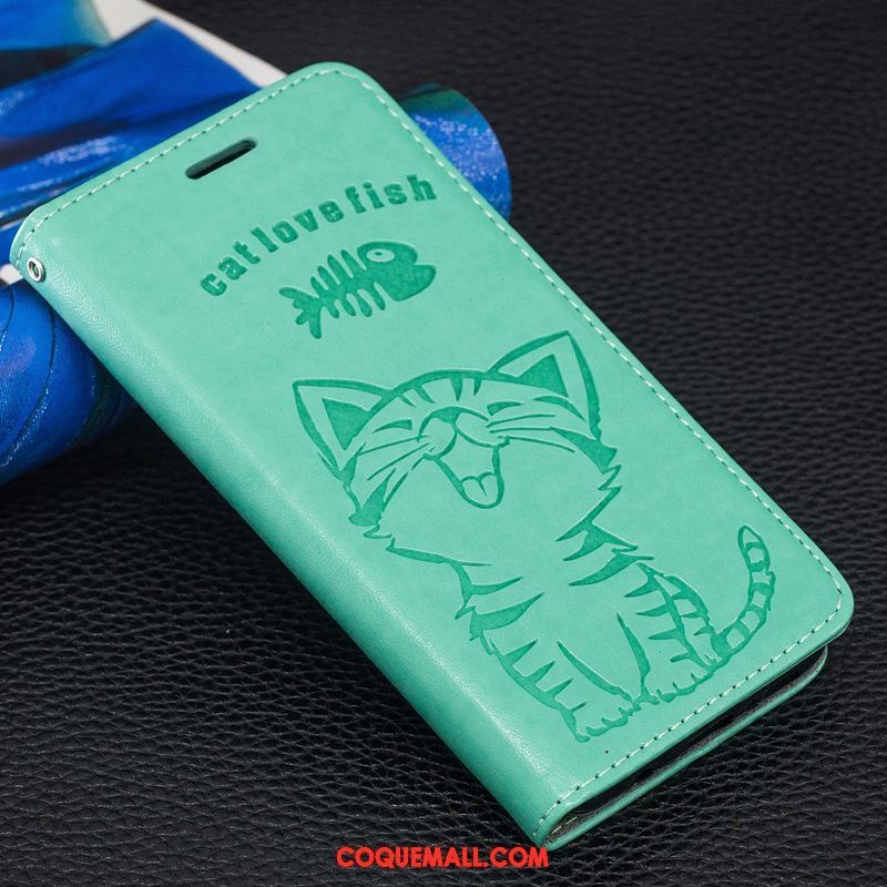 Étui Huawei Y6 Pro 2017 Carte Incassable Bleu, Coque Huawei Y6 Pro 2017 Chat Gaufrage