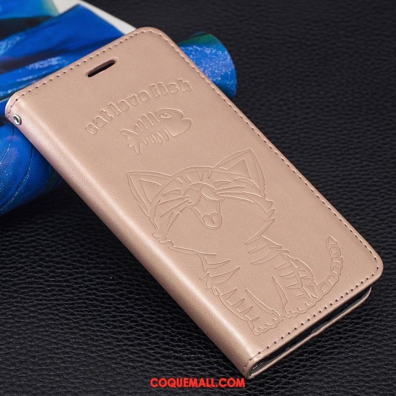 Étui Huawei Y6 Pro 2017 Carte Incassable Bleu, Coque Huawei Y6 Pro 2017 Chat Gaufrage