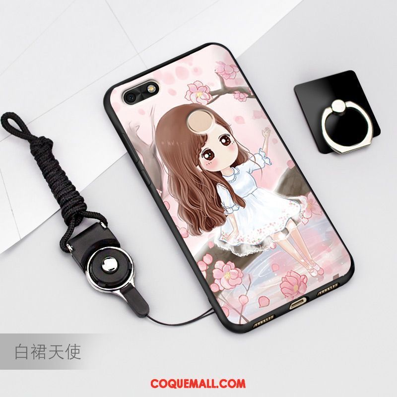 Étui Huawei Y6 Pro 2017 Dessin Animé Protection Bleu, Coque Huawei Y6 Pro 2017 Anneau Une Agrafe