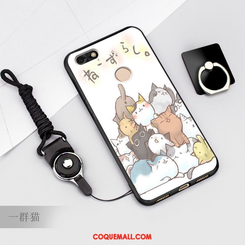 Étui Huawei Y6 Pro 2017 Dessin Animé Protection Bleu, Coque Huawei Y6 Pro 2017 Anneau Une Agrafe