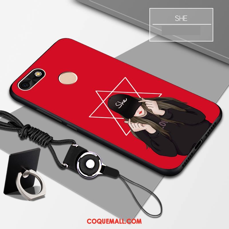 Étui Huawei Y6 Pro 2017 Personnalité Noir Rouge, Coque Huawei Y6 Pro 2017 Support Fluide Doux