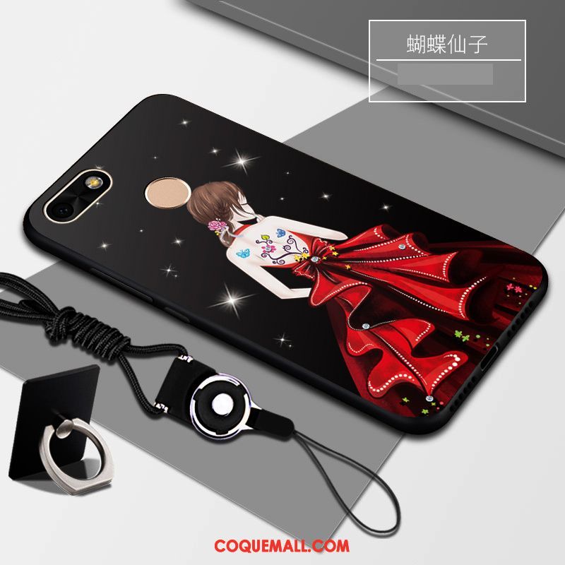 Étui Huawei Y6 Pro 2017 Personnalité Noir Rouge, Coque Huawei Y6 Pro 2017 Support Fluide Doux