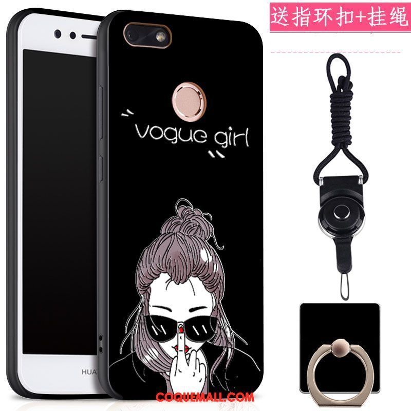 Étui Huawei Y6 Pro 2017 Téléphone Portable Anneau Noir, Coque Huawei Y6 Pro 2017 Protection Une Agrafe