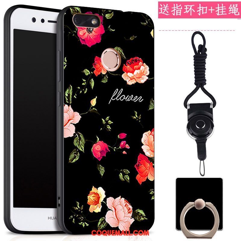 Étui Huawei Y6 Pro 2017 Téléphone Portable Anneau Noir, Coque Huawei Y6 Pro 2017 Protection Une Agrafe