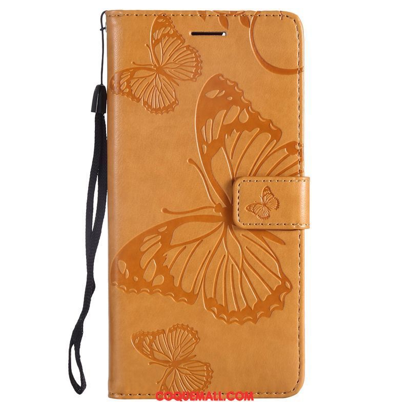 Étui Huawei Y6 Pro 2017 Téléphone Portable Jaune Papillon, Coque Huawei Y6 Pro 2017 Protection Incassable