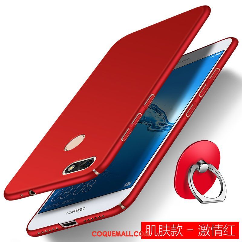 Étui Huawei Y6 Pro 2017 Téléphone Portable Support Simple, Coque Huawei Y6 Pro 2017 Membrane Rouge