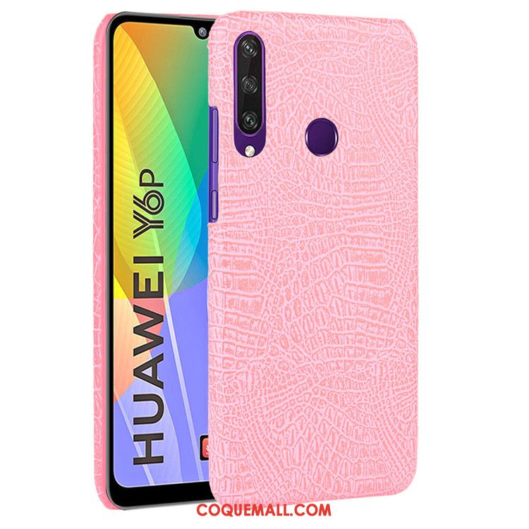 Étui Huawei Y6p Rose Tendance Difficile, Coque Huawei Y6p Cuir Vintage