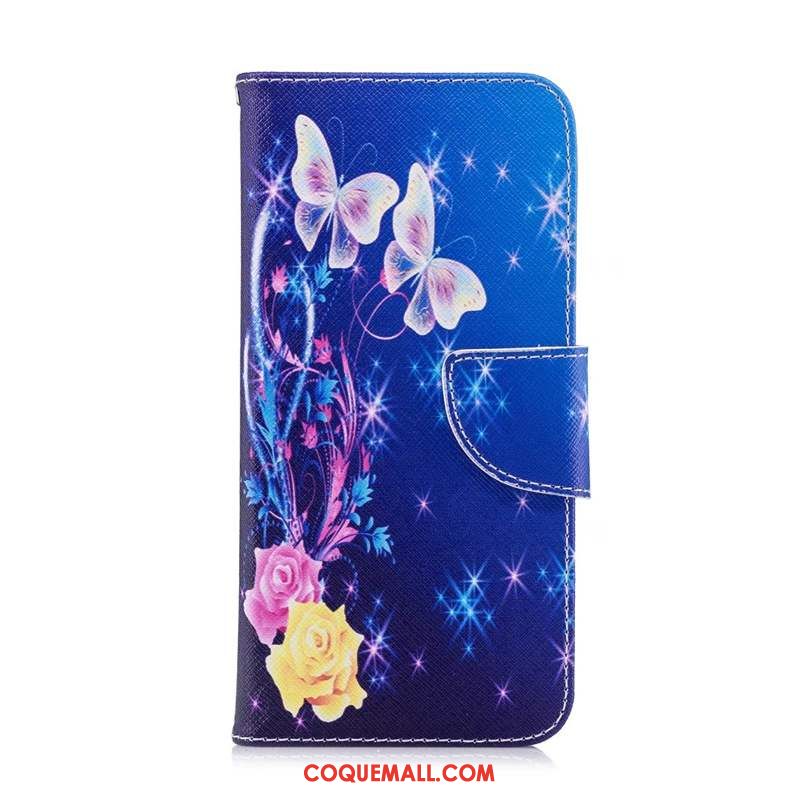 Étui Huawei Y6s Blanc Dessin Animé Papillon, Coque Huawei Y6s En Cuir Protection