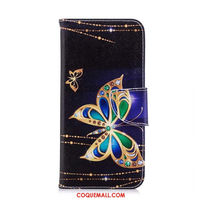 Étui Huawei Y6s Blanc Dessin Animé Papillon, Coque Huawei Y6s En Cuir Protection