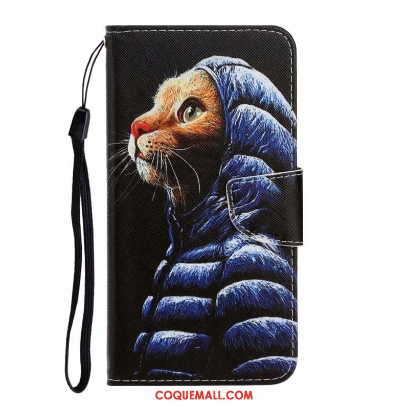 Étui Huawei Y6s Protection Dessin Animé Bleu, Coque Huawei Y6s Chat Carte