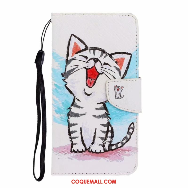 Étui Huawei Y6s Protection Dessin Animé Bleu, Coque Huawei Y6s Chat Carte