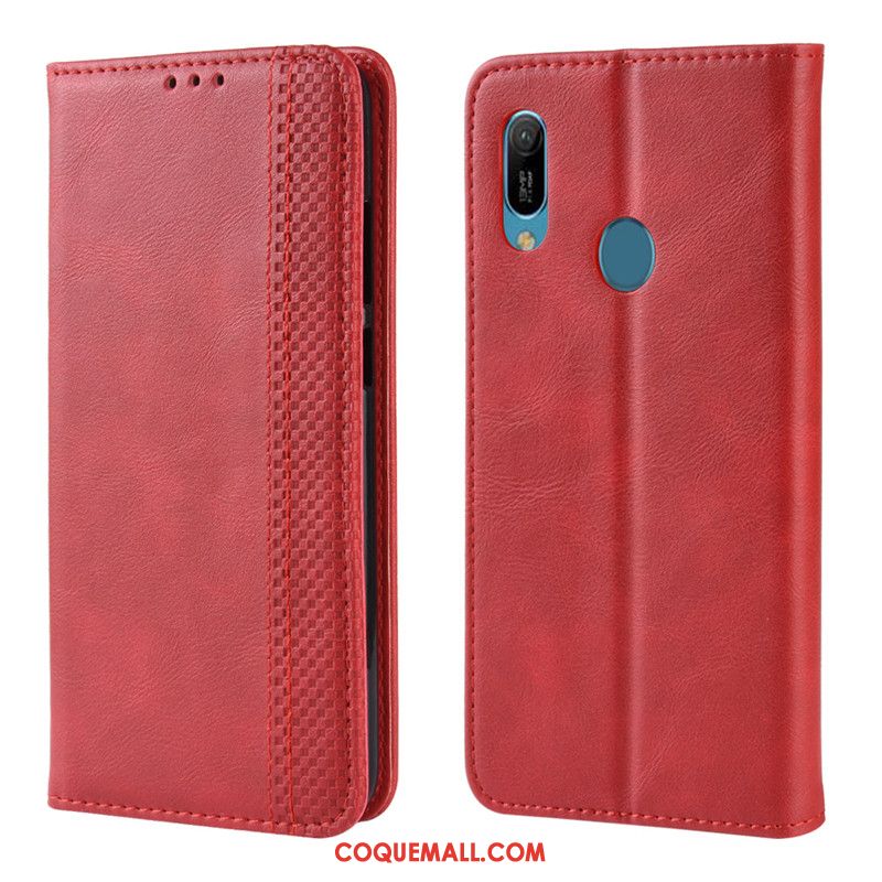 Étui Huawei Y6s Protection Incassable Boucle Magnétique, Coque Huawei Y6s Noir En Cuir