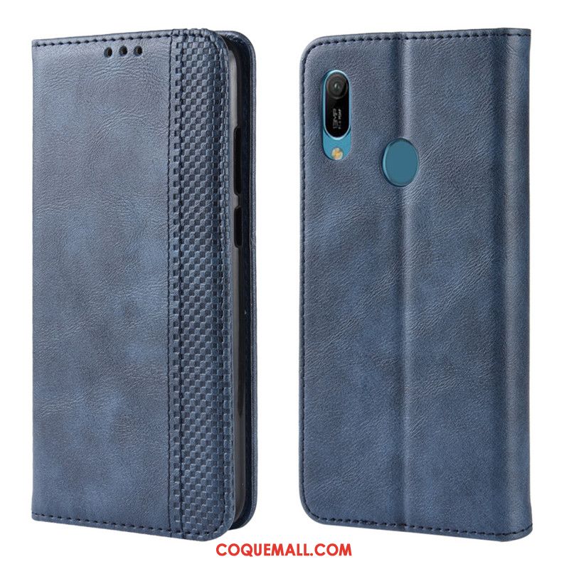 Étui Huawei Y6s Protection Incassable Boucle Magnétique, Coque Huawei Y6s Noir En Cuir