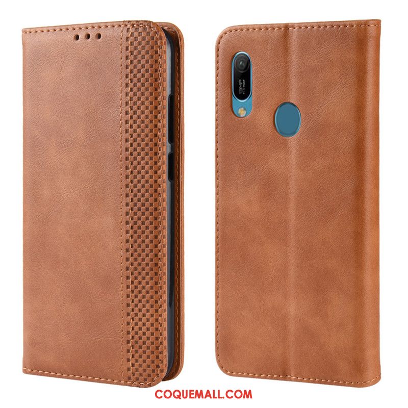 Étui Huawei Y6s Protection Incassable Boucle Magnétique, Coque Huawei Y6s Noir En Cuir