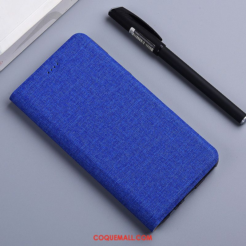 Étui Huawei Y7 2018 Bleu Tout Compris Lin, Coque Huawei Y7 2018 Silicone Téléphone Portable