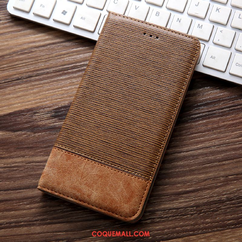 Étui Huawei Y7 2018 Business Cuir Véritable Étui En Cuir, Coque Huawei Y7 2018 Téléphone Portable Incassable Braun