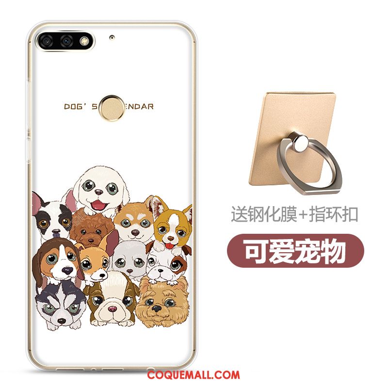 Étui Huawei Y7 2018 Dessin Animé Blanc Fluide Doux, Coque Huawei Y7 2018 Transparent Membrane