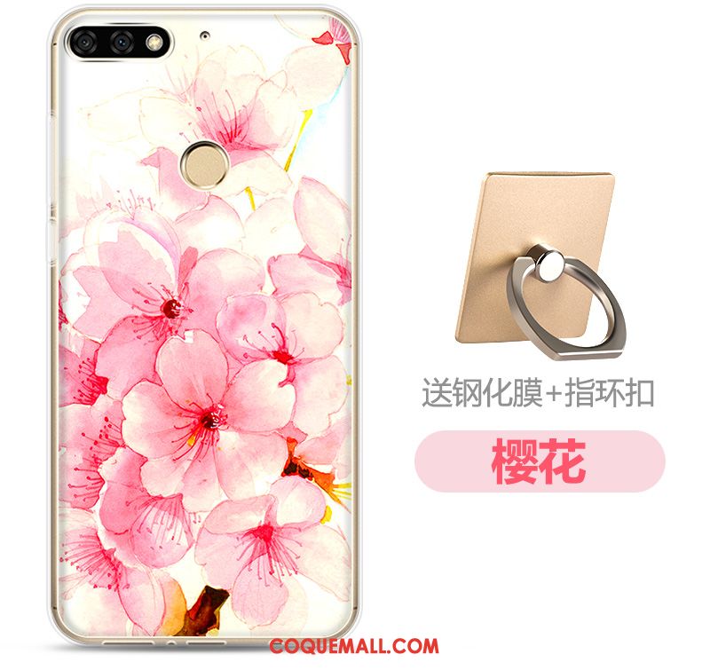 Étui Huawei Y7 2018 Dessin Animé Blanc Fluide Doux, Coque Huawei Y7 2018 Transparent Membrane