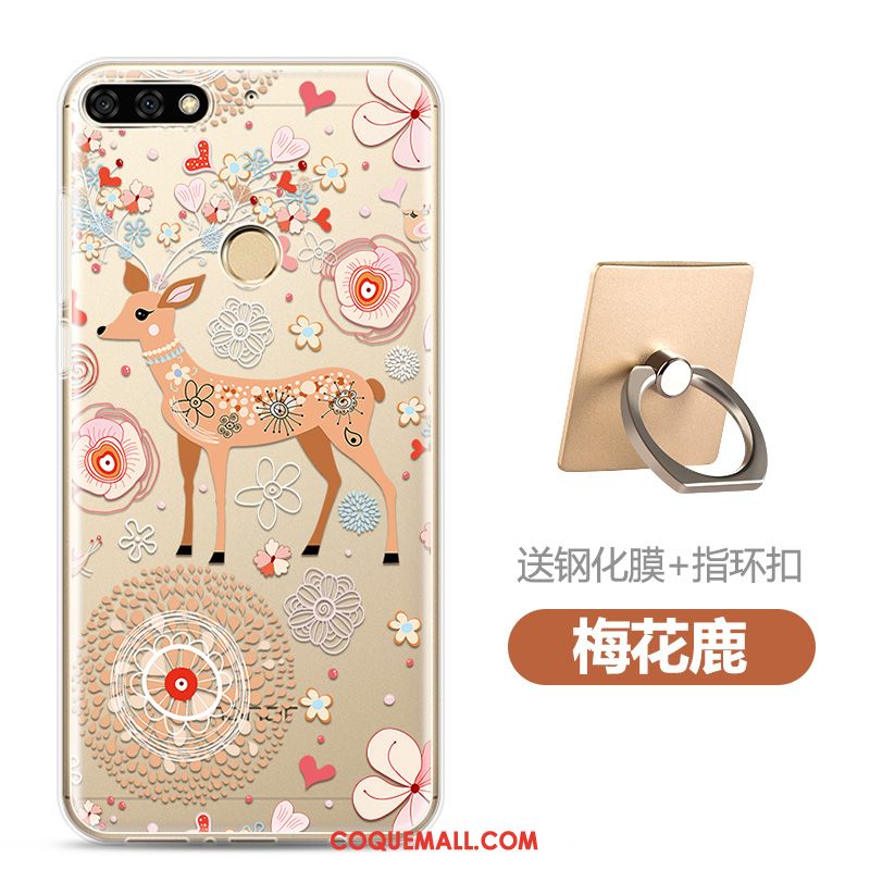 Étui Huawei Y7 2018 Dessin Animé Blanc Fluide Doux, Coque Huawei Y7 2018 Transparent Membrane