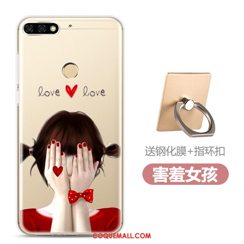 Étui Huawei Y7 2018 Dessin Animé Blanc Fluide Doux, Coque Huawei Y7 2018 Transparent Membrane