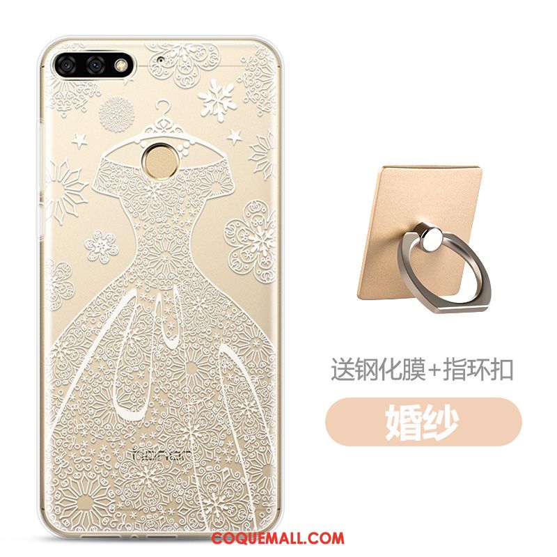 Étui Huawei Y7 2018 Dessin Animé Blanc Fluide Doux, Coque Huawei Y7 2018 Transparent Membrane