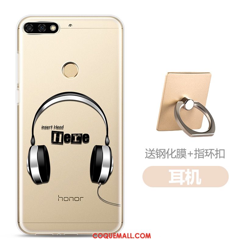 Étui Huawei Y7 2018 Dessin Animé Blanc Fluide Doux, Coque Huawei Y7 2018 Transparent Membrane