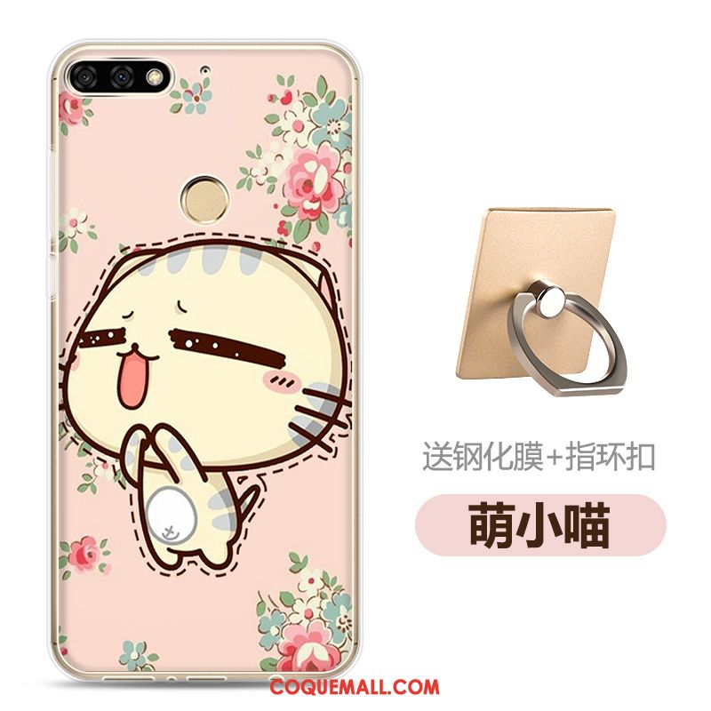 Étui Huawei Y7 2018 Dessin Animé Blanc Fluide Doux, Coque Huawei Y7 2018 Transparent Membrane