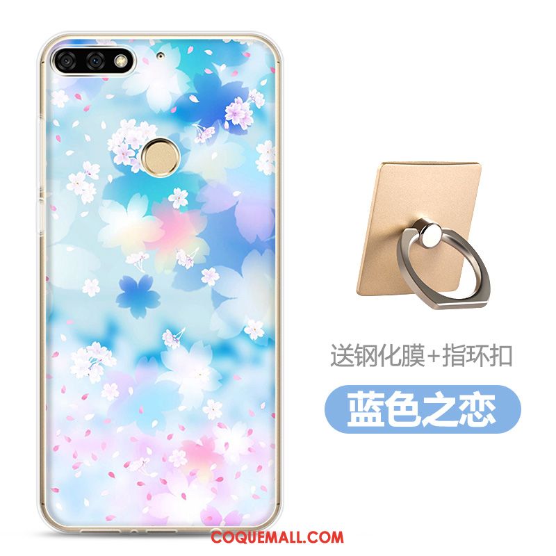 Étui Huawei Y7 2018 Dessin Animé Blanc Fluide Doux, Coque Huawei Y7 2018 Transparent Membrane