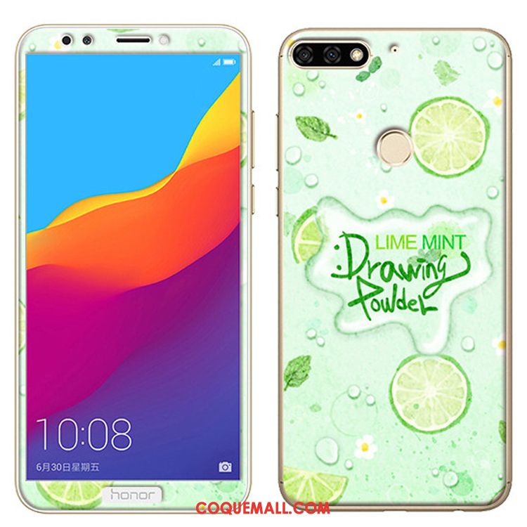 Étui Huawei Y7 2018 Dessin Animé Fluide Doux Téléphone Portable, Coque Huawei Y7 2018 Vert