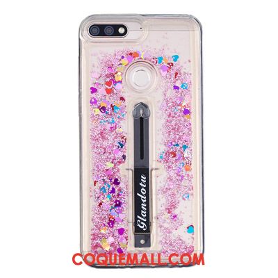 Étui Huawei Y7 2018 Fluide Doux Rose Téléphone Portable, Coque Huawei Y7 2018 Quicksand Violet