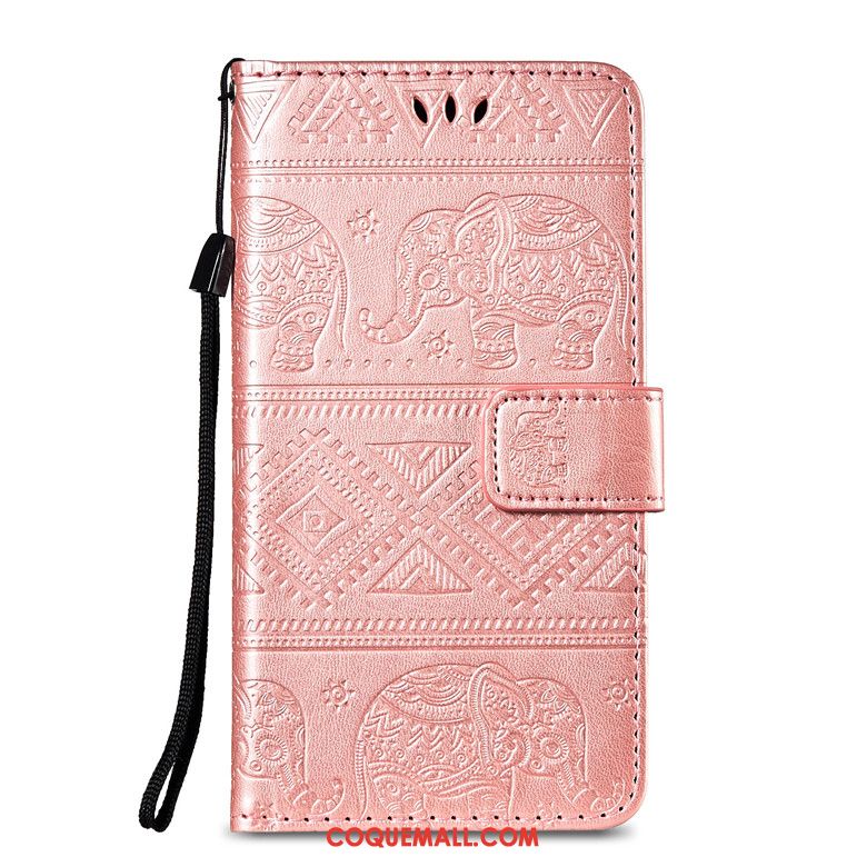 Étui Huawei Y7 2018 Incassable Étui En Cuir Protection, Coque Huawei Y7 2018 Rose Clamshell