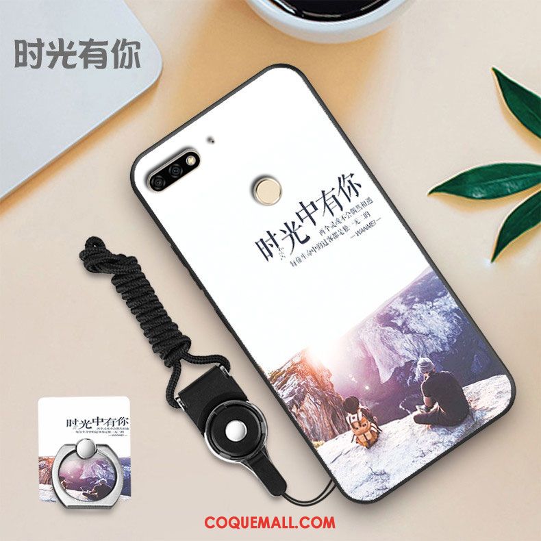 Étui Huawei Y7 2018 Membrane Téléphone Portable Personnalité, Coque Huawei Y7 2018 Bleu Fluide Doux