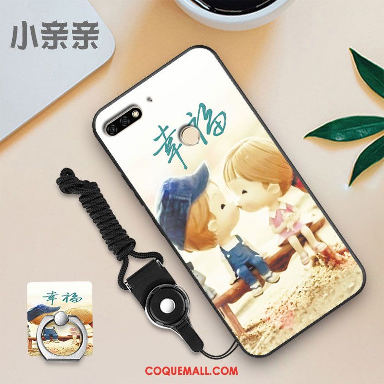 Étui Huawei Y7 2018 Membrane Téléphone Portable Personnalité, Coque Huawei Y7 2018 Bleu Fluide Doux