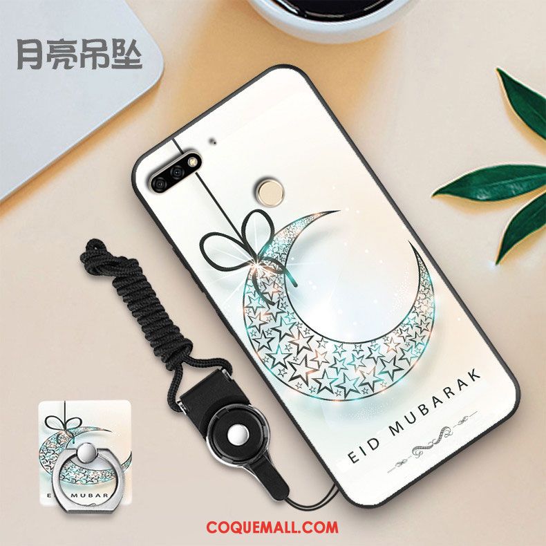 Étui Huawei Y7 2018 Noir Blanc Membrane, Coque Huawei Y7 2018 Téléphone Portable Tempérer