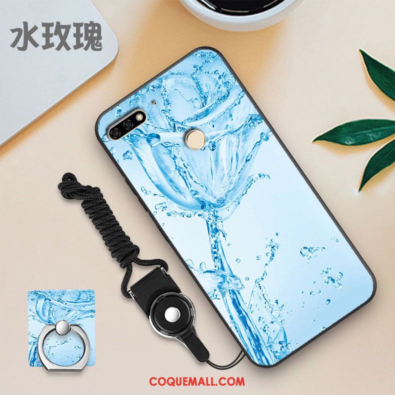 Étui Huawei Y7 2018 Noir Blanc Membrane, Coque Huawei Y7 2018 Téléphone Portable Tempérer