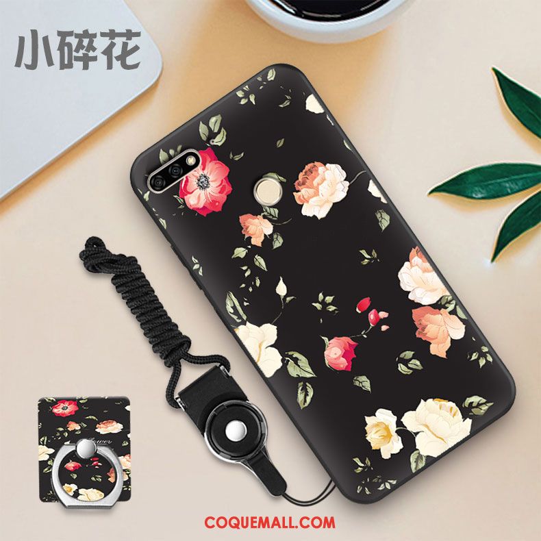 Étui Huawei Y7 2018 Noir Blanc Membrane, Coque Huawei Y7 2018 Téléphone Portable Tempérer