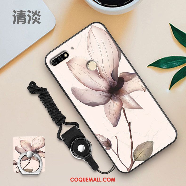 Étui Huawei Y7 2018 Noir Blanc Membrane, Coque Huawei Y7 2018 Téléphone Portable Tempérer