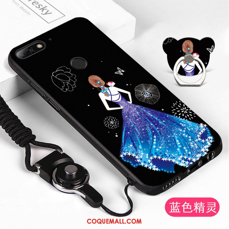 Étui Huawei Y7 2018 Noir Ornements Suspendus Téléphone Portable, Coque Huawei Y7 2018