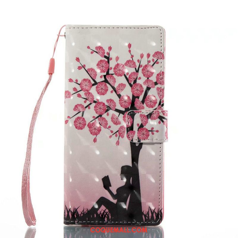 Étui Huawei Y7 2018 Protection Rose Téléphone Portable, Coque Huawei Y7 2018 Fleur Étui En Cuir