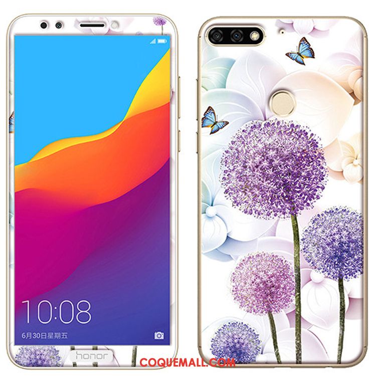 Étui Huawei Y7 2018 Tempérer Dessin Animé Téléphone Portable, Coque Huawei Y7 2018 Membrane Rose