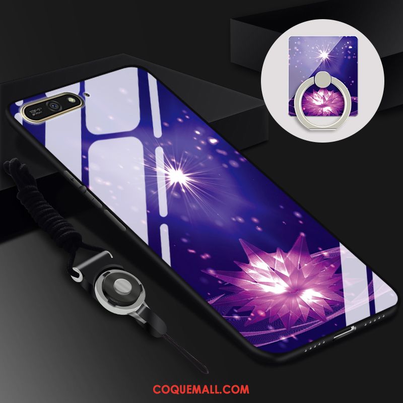 Étui Huawei Y7 2018 Tendance Haute Verre, Coque Huawei Y7 2018 Protection Bleu Marin