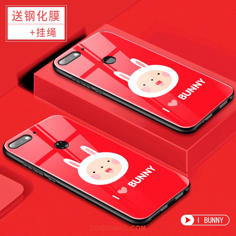 Étui Huawei Y7 2018 Tendance Membrane Téléphone Portable, Coque Huawei Y7 2018 Tempérer Rose