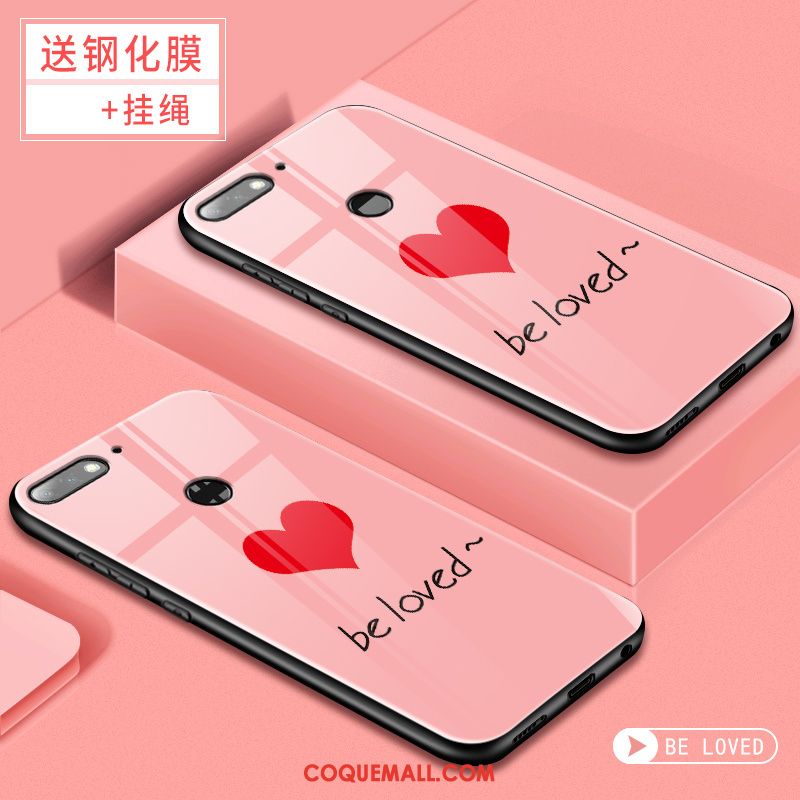 Étui Huawei Y7 2018 Tendance Membrane Téléphone Portable, Coque Huawei Y7 2018 Tempérer Rose