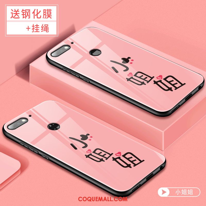 Étui Huawei Y7 2018 Tendance Membrane Téléphone Portable, Coque Huawei Y7 2018 Tempérer Rose