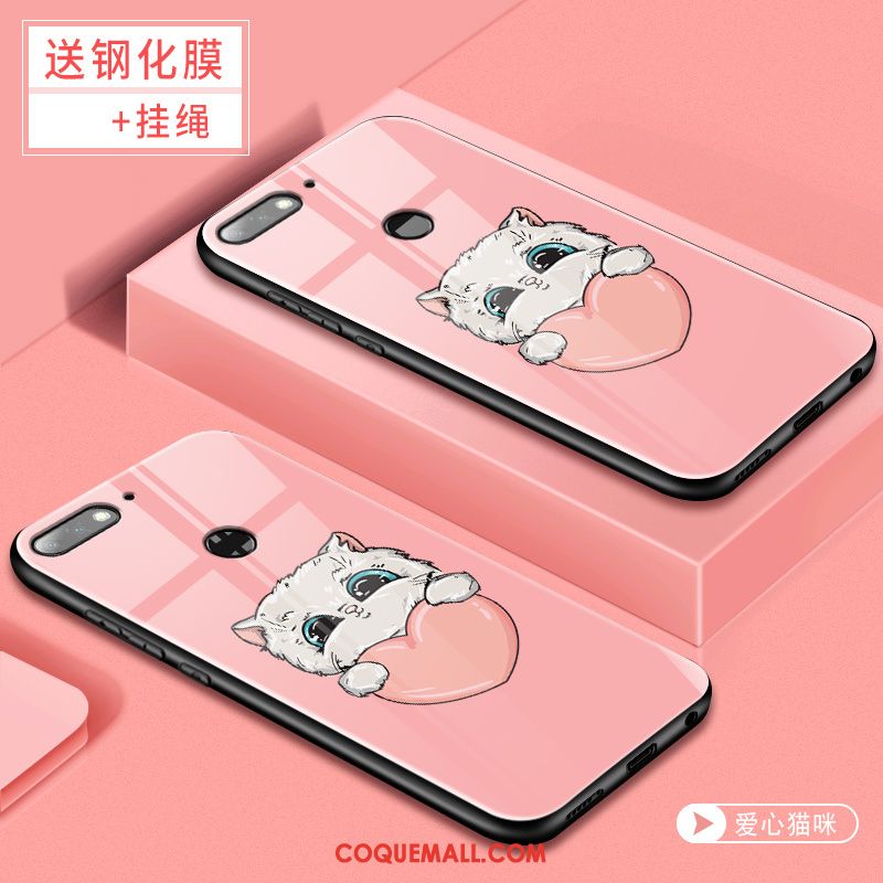 Étui Huawei Y7 2018 Tendance Membrane Téléphone Portable, Coque Huawei Y7 2018 Tempérer Rose