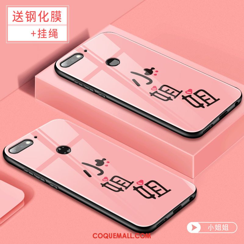 Étui Huawei Y7 2018 Tendance Rouge Membrane, Coque Huawei Y7 2018 Tempérer Téléphone Portable