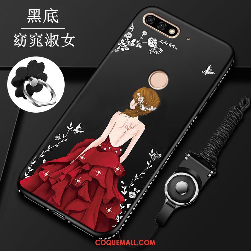 Étui Huawei Y7 2018 Tout Compris Créatif Noir, Coque Huawei Y7 2018 Silicone Incassable