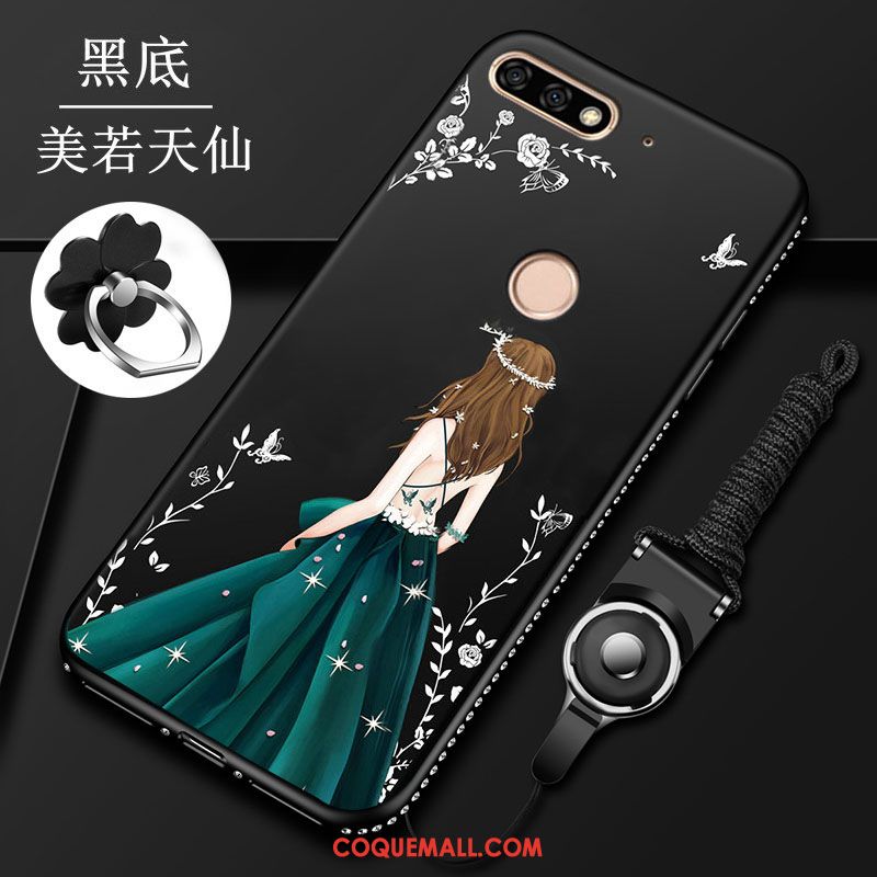 Étui Huawei Y7 2018 Tout Compris Créatif Noir, Coque Huawei Y7 2018 Silicone Incassable