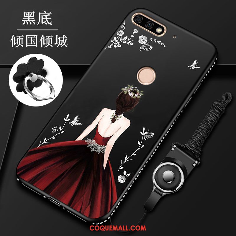 Étui Huawei Y7 2018 Tout Compris Créatif Noir, Coque Huawei Y7 2018 Silicone Incassable