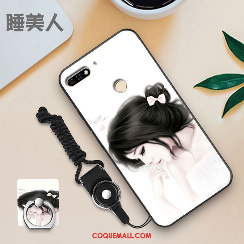Étui Huawei Y7 2018 Téléphone Portable Noir Fluide Doux, Coque Huawei Y7 2018 Personnalité Bleu Marin